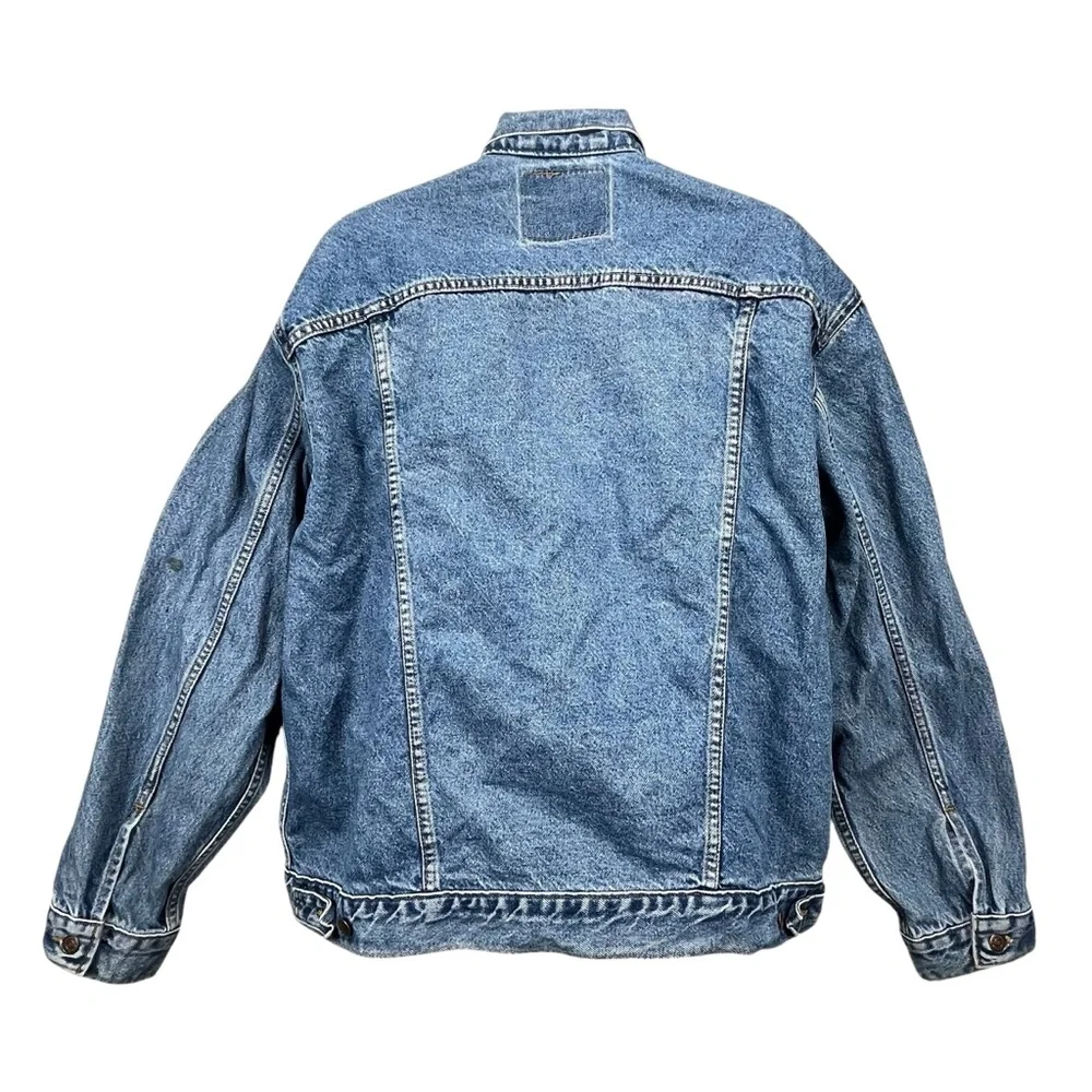 Levi's Men's XL‎ Vintage 90s Blue Denim Trucker Jacket 100% Cotton Made in USA - Picture 4 of 8